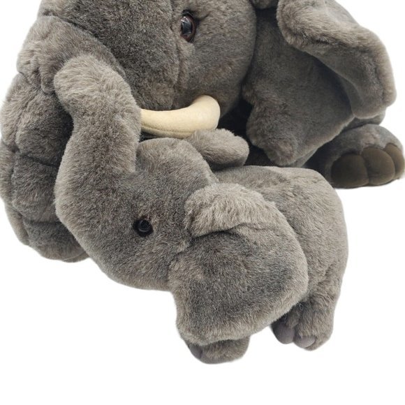 VTG Mother & Baby Gray Elephant Plush Stuffed Animal LARGE Great Condition 20" - Picture 4 of 7